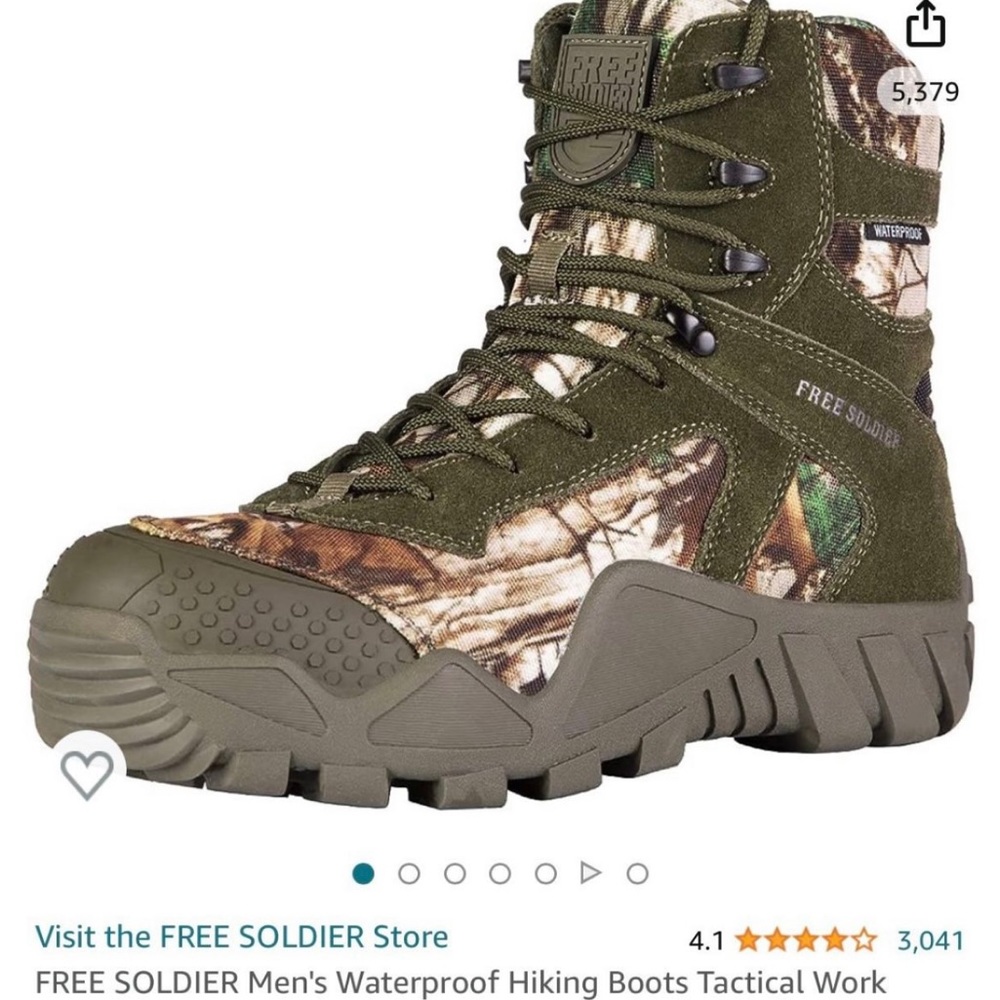 FREE SOLDIER Men's Waterproof Hiking Boots Tactical Work Boots Size 12 - Picture 3 of 10